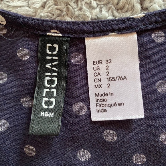 Divided H&M Navy Skater Polka Dot Dress - Picture 4 of 4